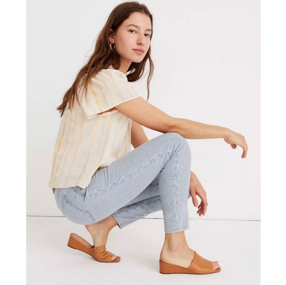 Madewell Skinny Distressed Paint Splatter Piper Striped Denim Jeans Pants‎